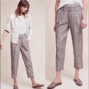 Anthropologie Hei Hei Striped Linen Crop Pants XS